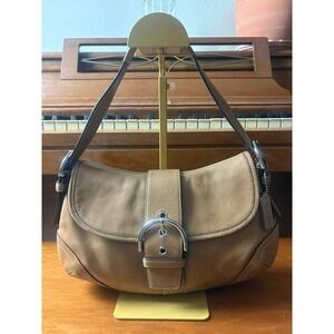 Coach Soho Buckle Flap Shoulder Bag Tan Glove Leather Y2K F04S-9248